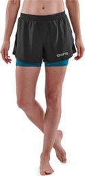 Short 2 en 1 Femme Skins Series-3 X-fit Noir Bleu