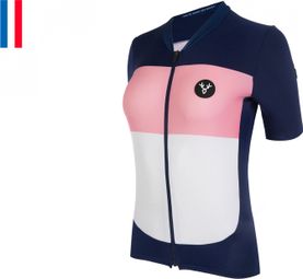 Maillot Manches Courtes Femme LeBram Eze Marine Rose Coupe Ajustée