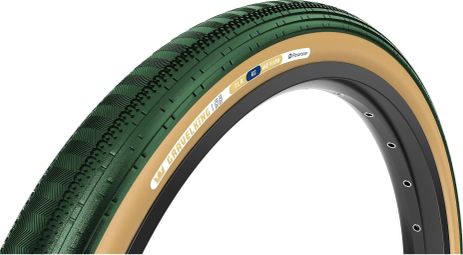 Pneu Gravel Panaracer GravelKing SemiSlick Limited Color Edition 700 mm Tubeless Ready Souple ZSG Gravel Compound BeadLock TuffTex Vert British Racing Flancs Beiges