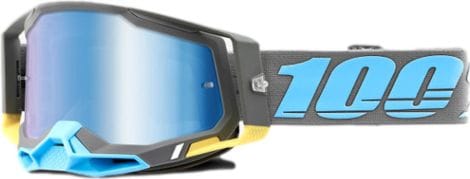 100% Racecraft 2 Maske Grau | Himmelblaue Spiegelbrille