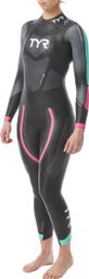 Traje de neopreno de triatlón para mujer Tyr Hurricane Cat 5 negro / azul / rosa