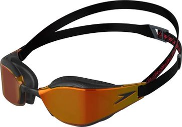 Speedo fastskin hyper elite mirrored swimming goggles black red