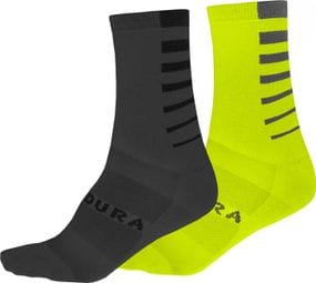Paar gestreifte Coolmax Socken Gelb / Grau