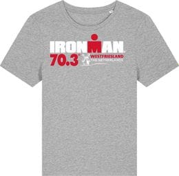 Camiseta gris de manga corta Ironman 70.3 para mujer