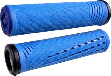 Pair of Odi CF V2 Grips.1 Lock On Blue / White