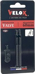 PROLONGATEUR DE VALVE VELOX ALU NOIR 60MM SEMI-FILETE (X2)