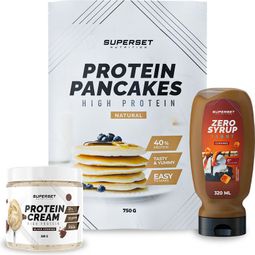 PACK PETIT-DEJ – PANCAKES Nature - PROTEIN CREAM Black Cookies + ZERO SYRUP Caramel