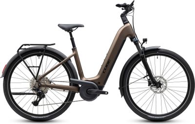 Cube Touring Hybrid Pro 800 Easy Entry Electric E-Bike with Shimano Deore XT 12-speed, 800 Wh Bosch battery, 90 Nm torque, 700 mm, Metallicumbra Brown 2027