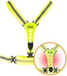 R2B Gilet de course rechargeable avec compartiment de rangement - Feux de route avant et arrière - Réfléchissant