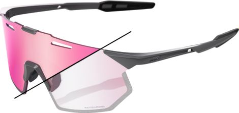 Gafas 100% Hypercraft SQ Gloss Light Grey con lentes fotocromáticas y espejo en oro rosa
