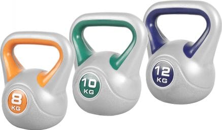 Kettlebells plastique STYLISH de 2 à 20 KG - haltères russes - Poids : LOT DE 3 (8KG - 10 KG - 12 KG)