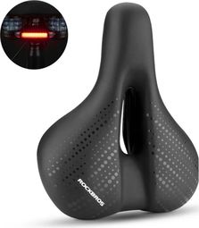 Selle de vélo VTT + lampe Rockbros  - noir