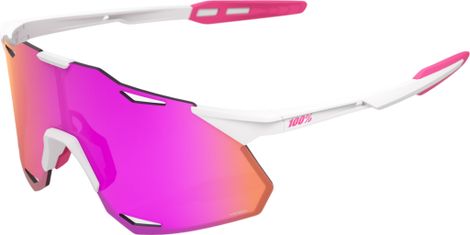 Gafas 100% Hypercraft XS en blanco mate/rosa con lentes HiPER® Vital Pink Mirror y lentes transparentes de regalo