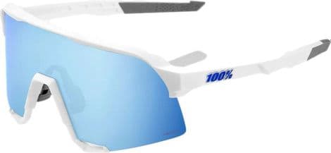 100% - Lun sol S3 Matte White Hiper Blue Multilayer Mirrors lens