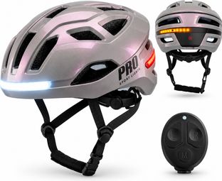 Casco da bicicletta Signal Smart con luci e indicatori di direzione madreperla