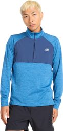 New Balance Athletics Heat Grid Grey/Blue Men's 1/2 zip thermal top