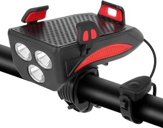 Phare Velkyne 4 en 1 400 Lumens Support Smartphone Klaxon 130 dB Batterie Externe Rouge