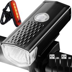 Kit d'éclairage pour vélo 300 et 50 lumens Feu avant et arrière