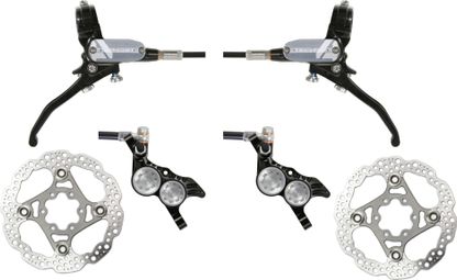 Pair of Hope Tech 4 V4 Brakes Standard Hose Black/Silver