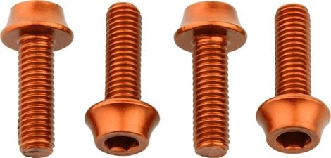 Lot de 4 Vis de Porte-Bidon Wolf Tooth Water Bottle Cage Bolts M5x15 mm Orange