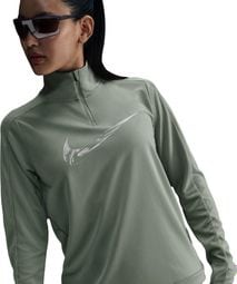 Nike Swoosh Grünes 1/4-Zip-Oberteil für Frauen