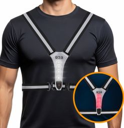 R2B Gilet de course rechargeable - Feux de course à l'avant et à l'arrière - Réfléchissant - Gris