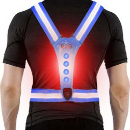 R2B Gilet de course rechargeable - Feux de course à l'avant et à l'arrière - Réfléchissant - Blue