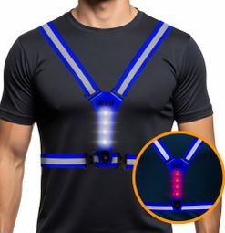 R2B Gilet de course rechargeable - Feux de course à l'avant et à l'arrière - Réfléchissant - Blue