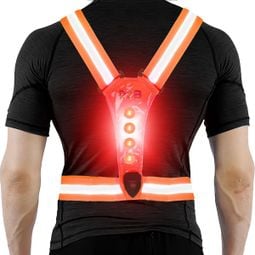 R2B Gilet de course rechargeable - Feux de course à l'avant et à l'arrière - Réfléchissant - Orange