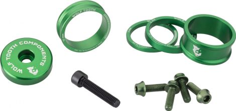 Wolf Tooth Anodized Color Kit (Headset Spacers, Stem Cap, Water Bottle Cage Bolts) Green