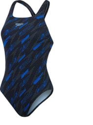 Speedo Women's Boom Allover Medalist Swimsuit Blue / Black