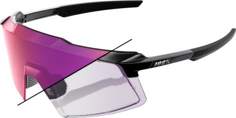 Occhiali 100% Aerocraft Nero Lucido/Lenti Fotocromatiche Viola Specchiate