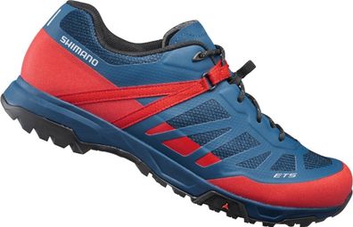 Coppia di scarpe MTB Shimano ET500 Blu / Rosse