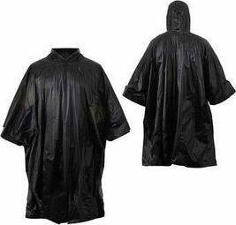 Poncho de pluie noir avec capuche - Imperméable taille universelle