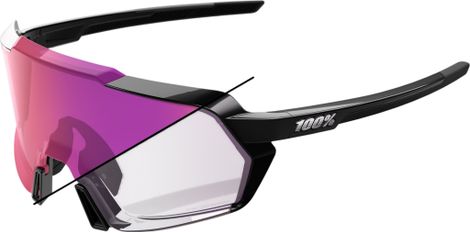100% Korbin Sunglasses in Gloss Black with Photochromic Purple Mirror Lenses