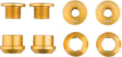 Set of 4 Wolf Tooth Chimney Screws 4 Chainring Bolts + Nuts for 1X 6mm Gold