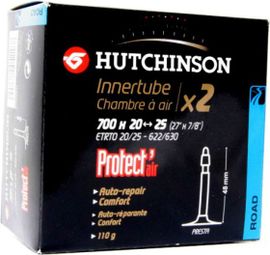 Pack of 2 Road Inner Tubes HUTCHINSON Protect Air 700x20/25 Presta 48mm