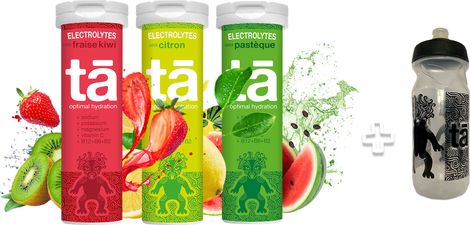 Pack Hydratation Tā Energy Bidon + 3 Tubes Electrolytes Fraise-Kiwi / Citron / Pastèque