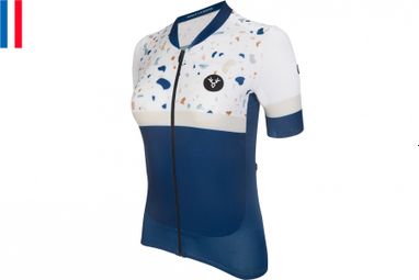 Maillot Manches Courtes Femme LeBramTerrazzo Bleu Coupe Ajustée