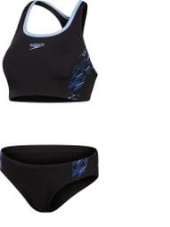 Speedo Damen Badeanzug 2-Teiler Placement Schwarz / Blau