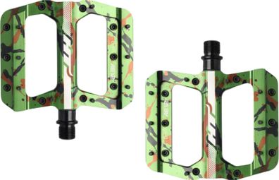 Paire de Pédales Plates Enfant HT AE12 Vert Camo