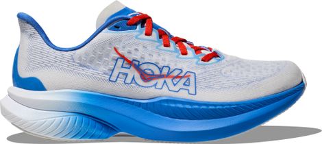 Hoka Mach 6 Running Shoes White/Blue/Red Men's