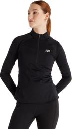 Camiseta Térmica New Balance Athletics Heat Grid Negra 1/2 Cremallera Mujer