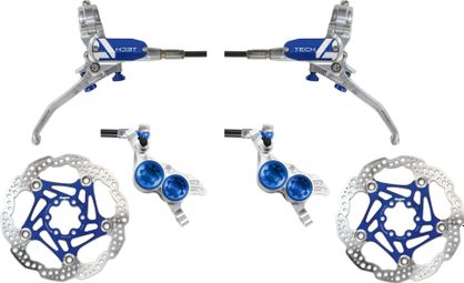 Pair of Hope Tech 4 V4 Brakes Standard Hose Silver/Blue