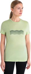 T-shirt Technique Femme Icebreaker Merinos 150 Tech Lite III Contour Waves Vert