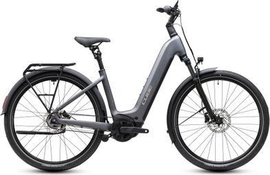 Cube Touring Hybrid Deluxe SLX 800 Easy Entry Electric E-Bike with Shimano Nexus 5-Speed Gear Hub, Belt Drive, 800 Wh Bosch Battery, 90 Nm Torque, 700 mm, Gray, 2027