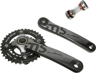 PEDALIER VTT SUNRACE 10V. MS10 ALU NOIR 175mm 40-30-22 INTEGRE AVEC CUVETTE