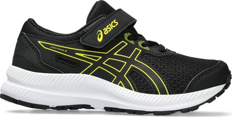 Asics Contend 8 PS Zwart Geel Kinderschoenen