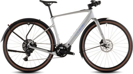 Bicicleta eléctrica de fitness Cube Nulane Hybrid C:62 Race 400X FE con Shimano Cues 9S, batería de 400 Wh y manillar de 700 mm, color gris elegante, 2026