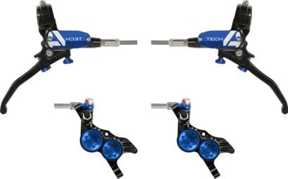 Pair of Hope Tech 4 V4 Aviation Brake Hoses Black/Blue